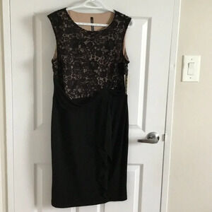 NWT LORI M BLACK Lace DRESS SLEEVELESS  Chic Elegant Cocktail Wedding Guest -  L